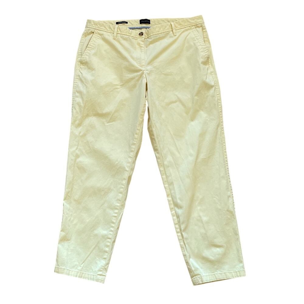 Talbots Butter Yellow Relaxed Chino Trousers, Cotton, Stretch, Size 14